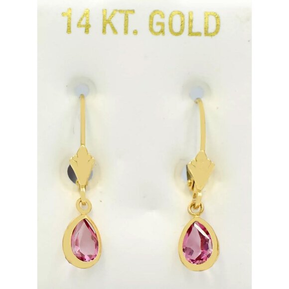 Genuine 2.18 Ct Pink Sapphire Dangling Earrings 14k Gold